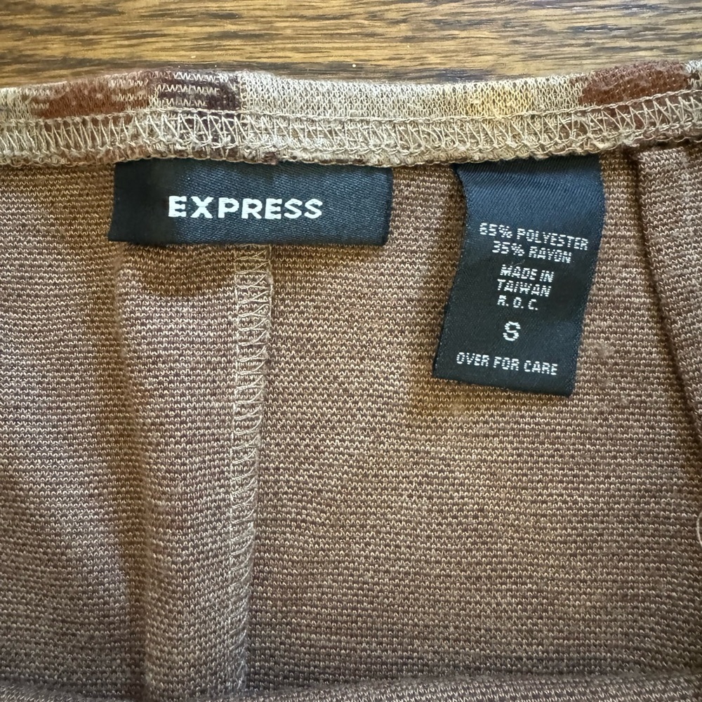Express Brown and Tan Plaid Midi Skirt - Picture 3 of 6